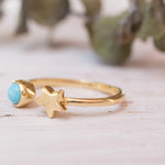 Star Turquoise Ring  ~ 18k Gold Plated  ~MR058 - Maresia Jewelry