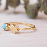 Star Turquoise Ring  ~ 18k Gold Plated  ~MR058 - Maresia Jewelry
