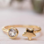 Star White Topaz Ring ~ 18k Gold Plated ~ - MR051 - Maresia Jewelry