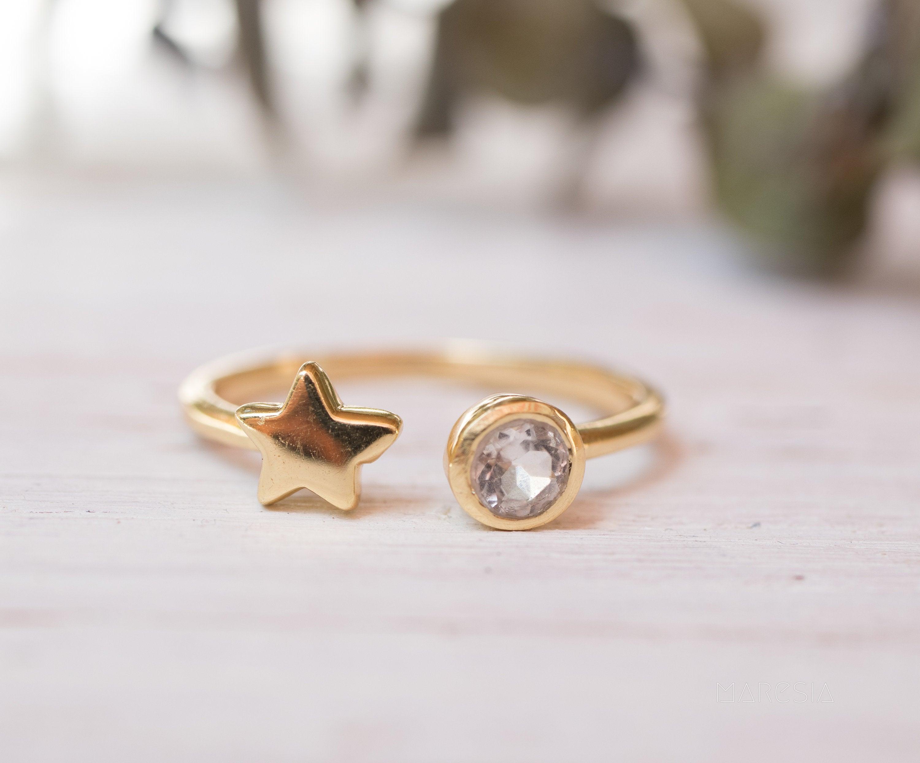 Star White Topaz Ring ~ 18k Gold Plated ~ - MR051 - Maresia Jewelry
