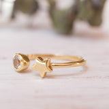 Star White Topaz Ring ~ 18k Gold Plated ~ - MR051 - Maresia Jewelry