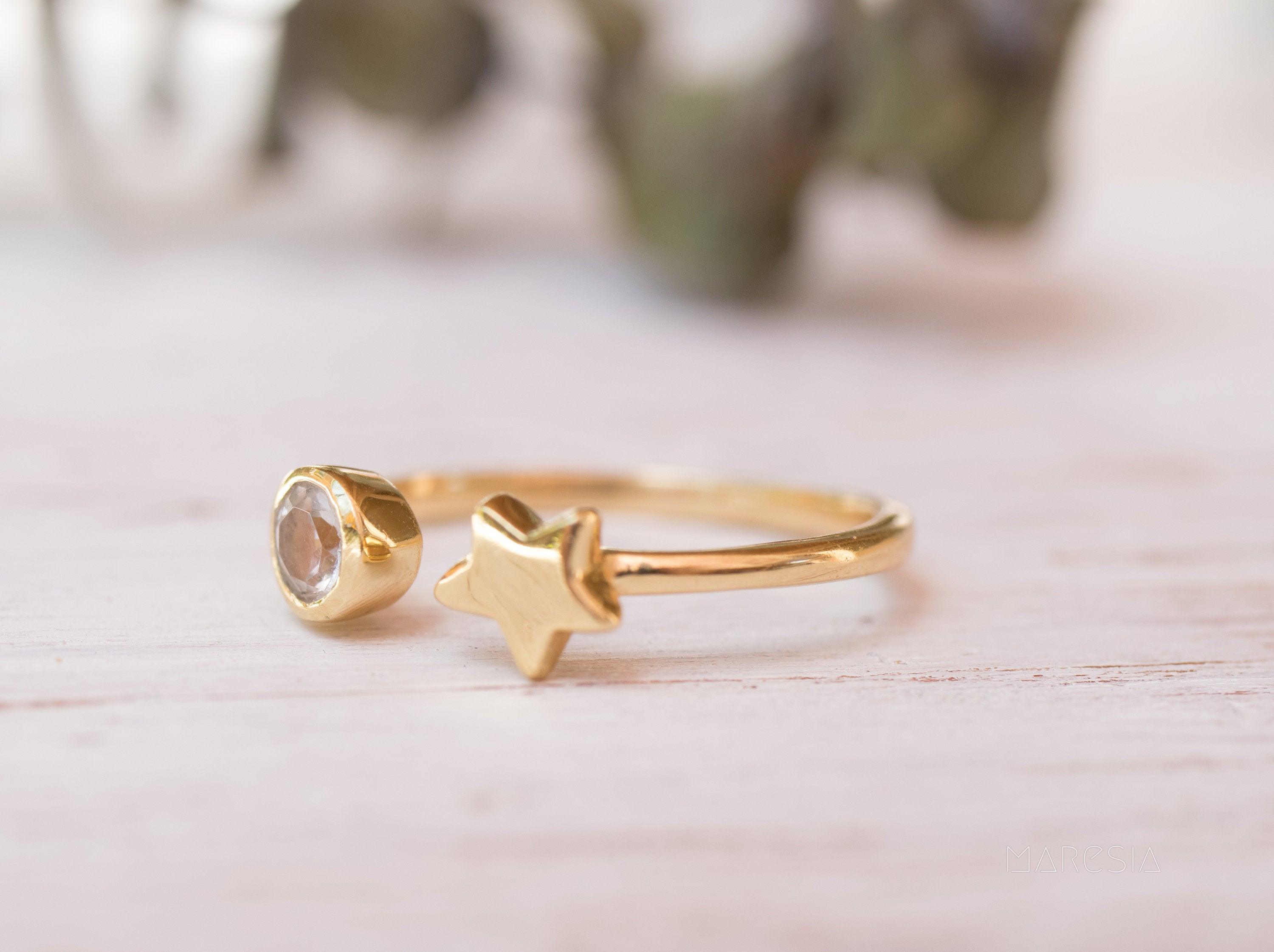 Star White Topaz Ring ~ 18k Gold Plated ~ - MR051 - Maresia Jewelry