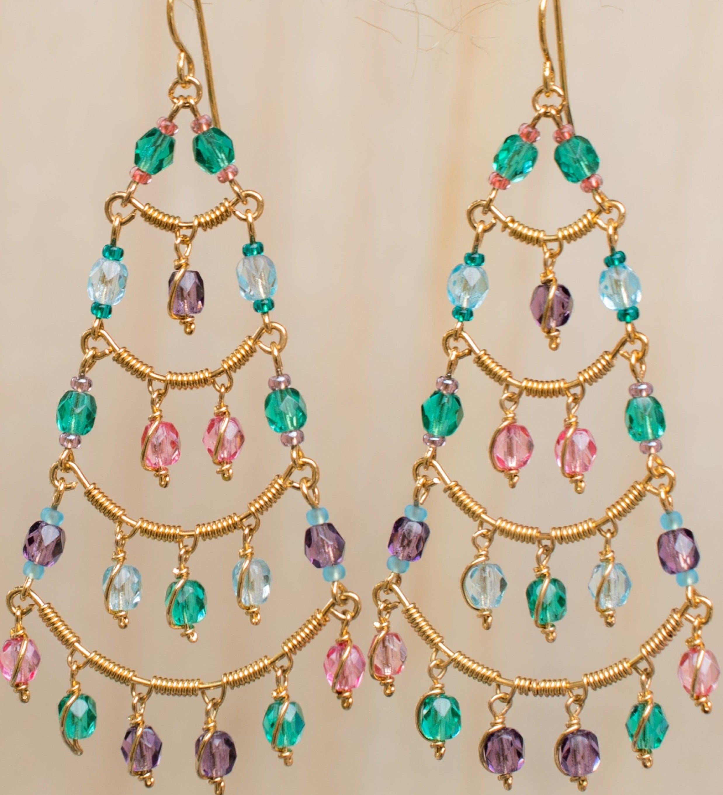 Stephanie Chandelier Earrings ~Gold Plated ~ SME037 - Maresia Jewelry