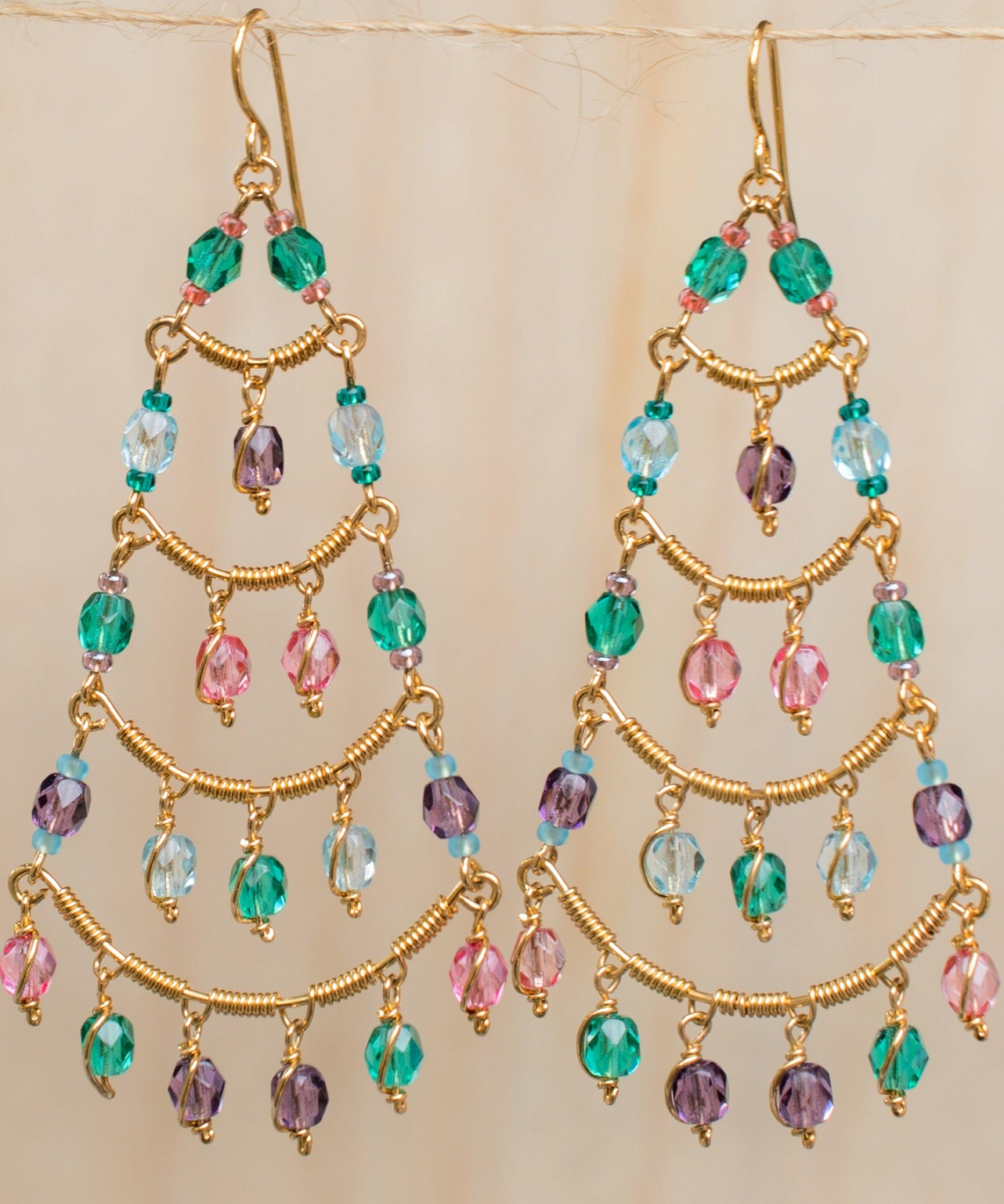 Stephanie Chandelier Earrings ~Gold Plated ~ SME037 - Maresia Jewelry