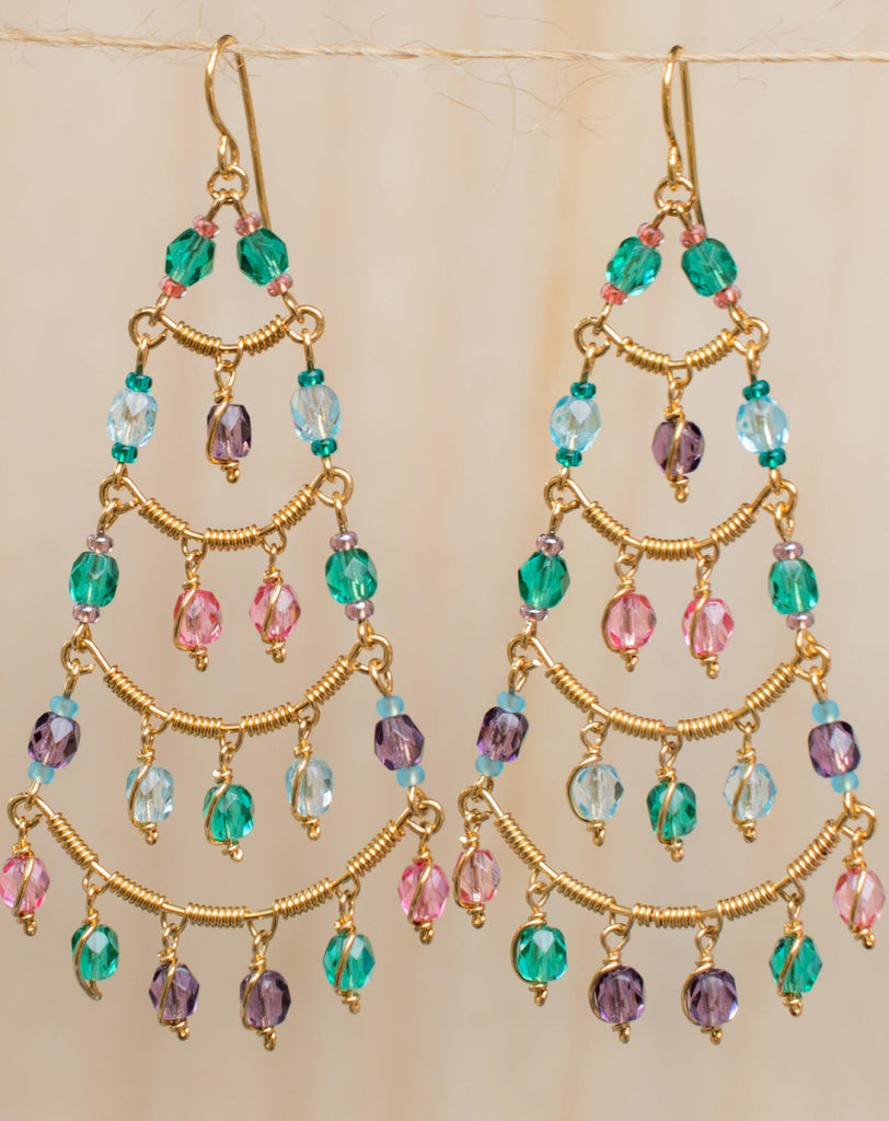 Stephanie Chandelier Earrings ~Gold Plated ~ SME037 - Maresia Jewelry