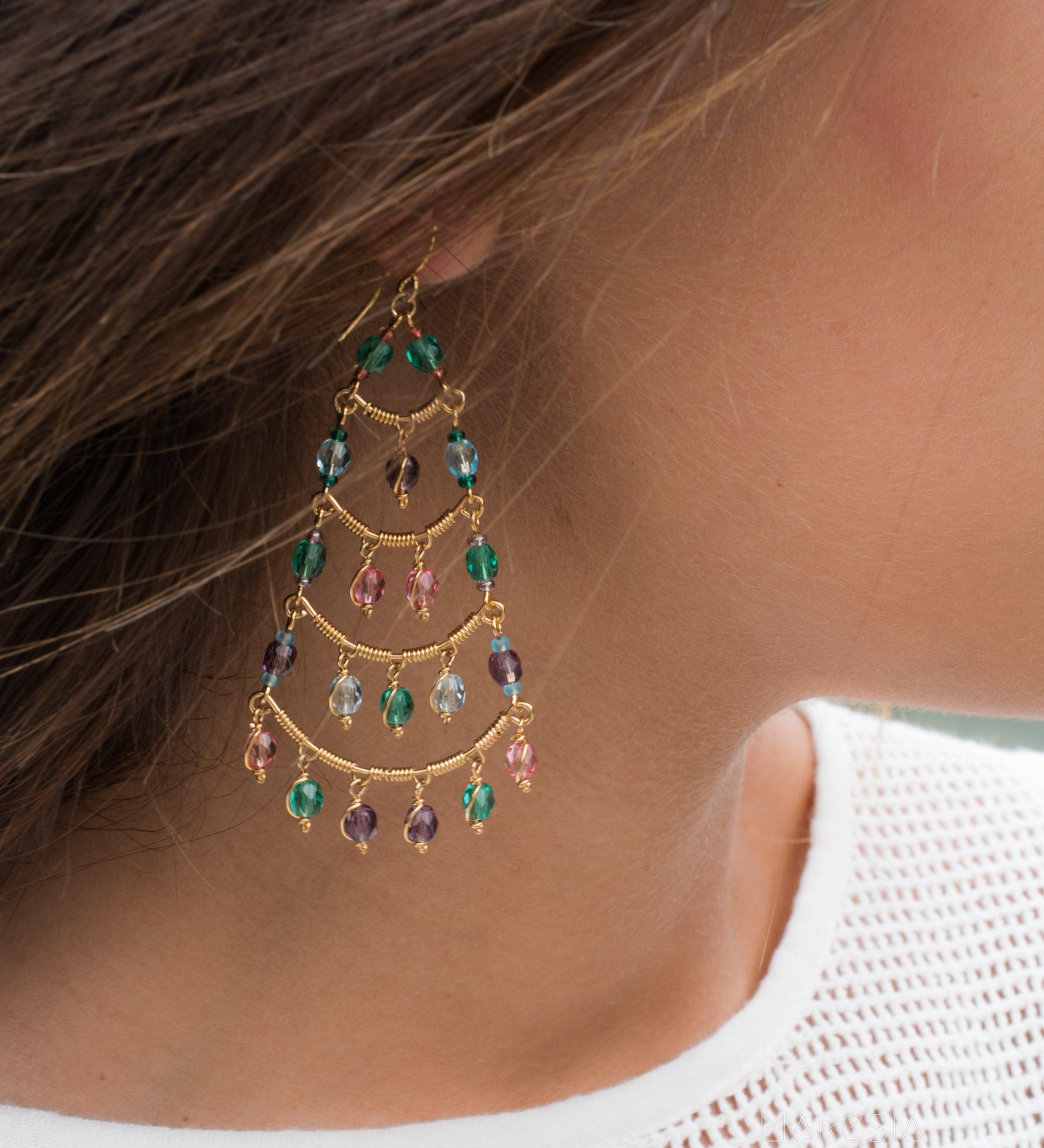 Stephanie Chandelier Earrings ~Gold Plated ~ SME037 - Maresia Jewelry