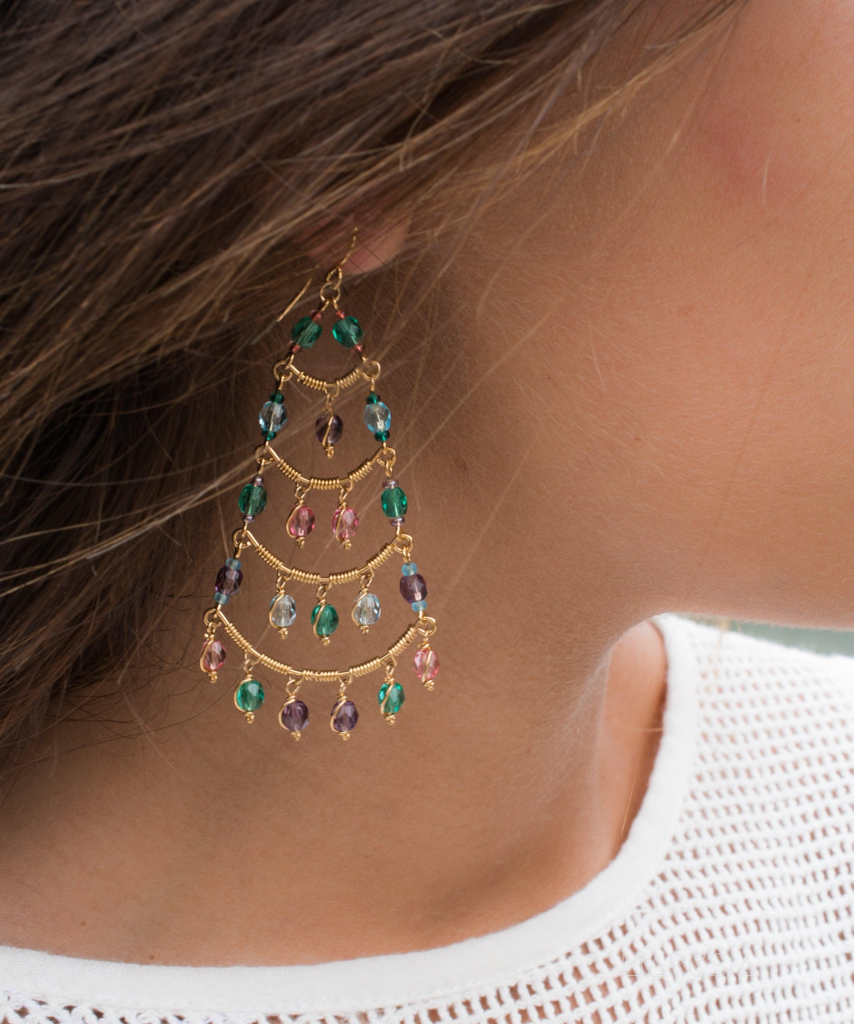 Stephanie Chandelier Earrings ~Gold Plated ~ SME037 - Maresia Jewelry