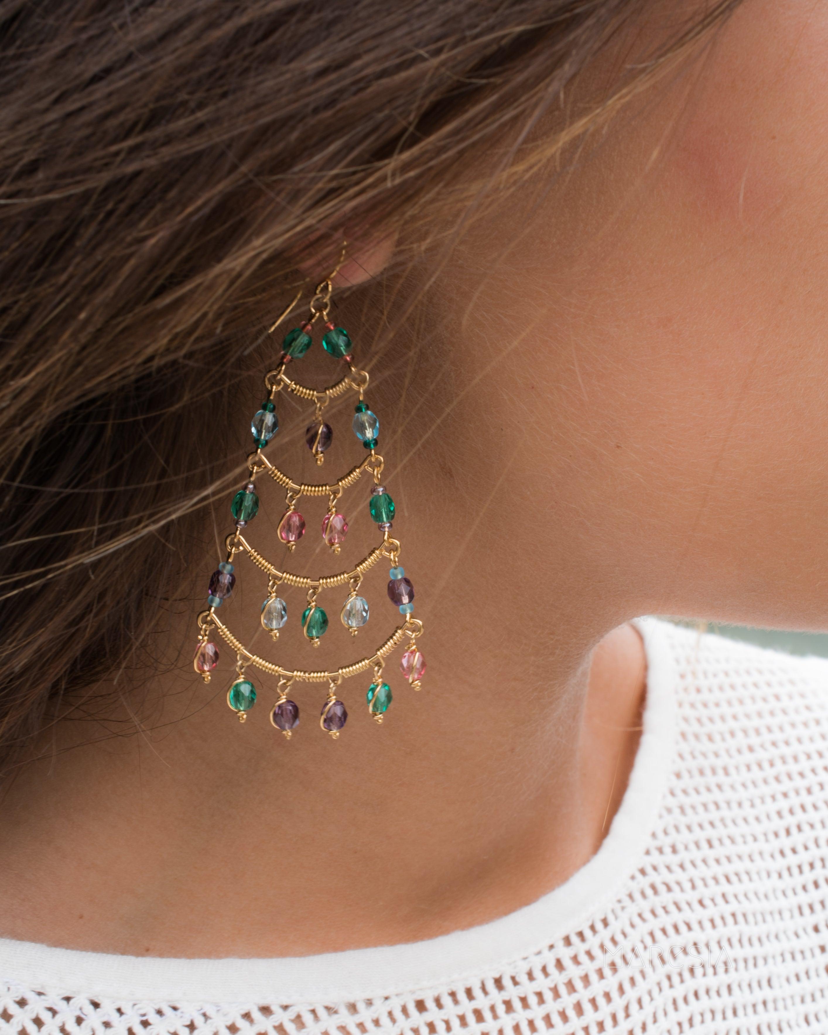 Stephanie Chandelier Earrings ~Gold Plated ~ SME037 - Maresia Jewelry