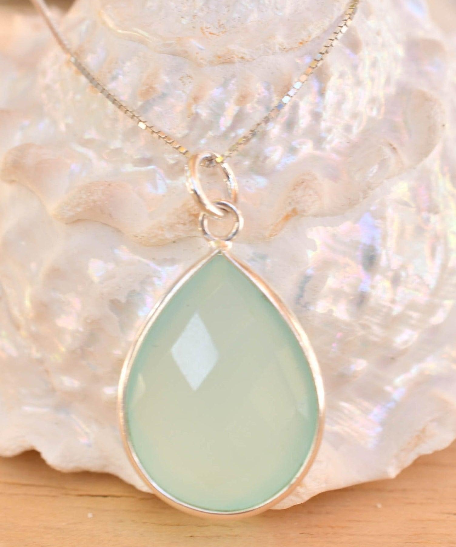 Suy Gemstone Necklace ~ Aqua Chalcedony ~ Sterling Silver 925~MN012 - Maresia Jewelry