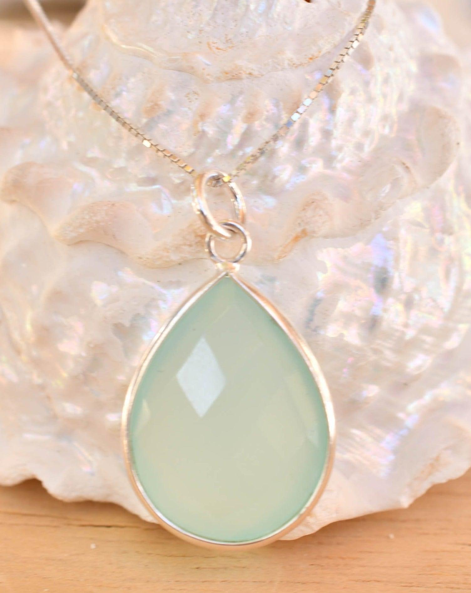 Suy Gemstone Necklace ~ Aqua Chalcedony ~ Sterling Silver 925~MN012 - Maresia Jewelry