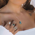 Suy Gemstone Necklace ~ Aqua Chalcedony ~ Sterling Silver 925~MN012 - Maresia Jewelry