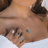 Suy Gemstone Necklace ~ Aqua Chalcedony ~ Sterling Silver 925~MN012 - Maresia Jewelry