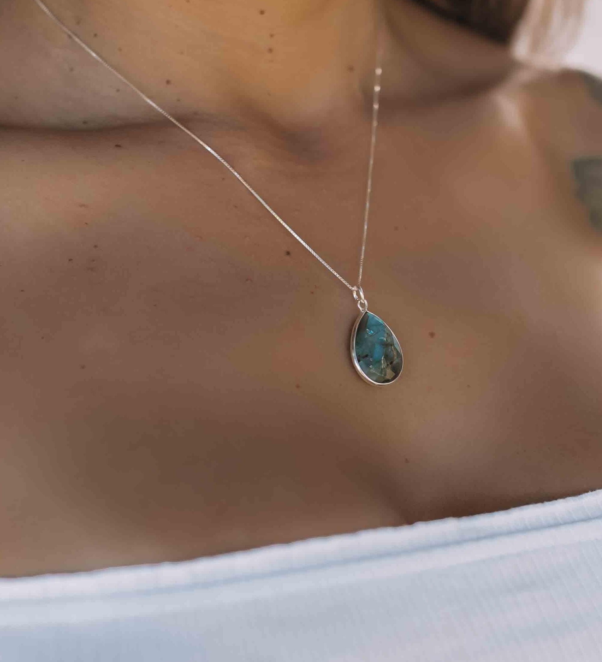 Suy Gemstone Necklace ~ Blue Chalcedony ~ Sterling Silver 925 ~MN012 - Maresia Jewelry