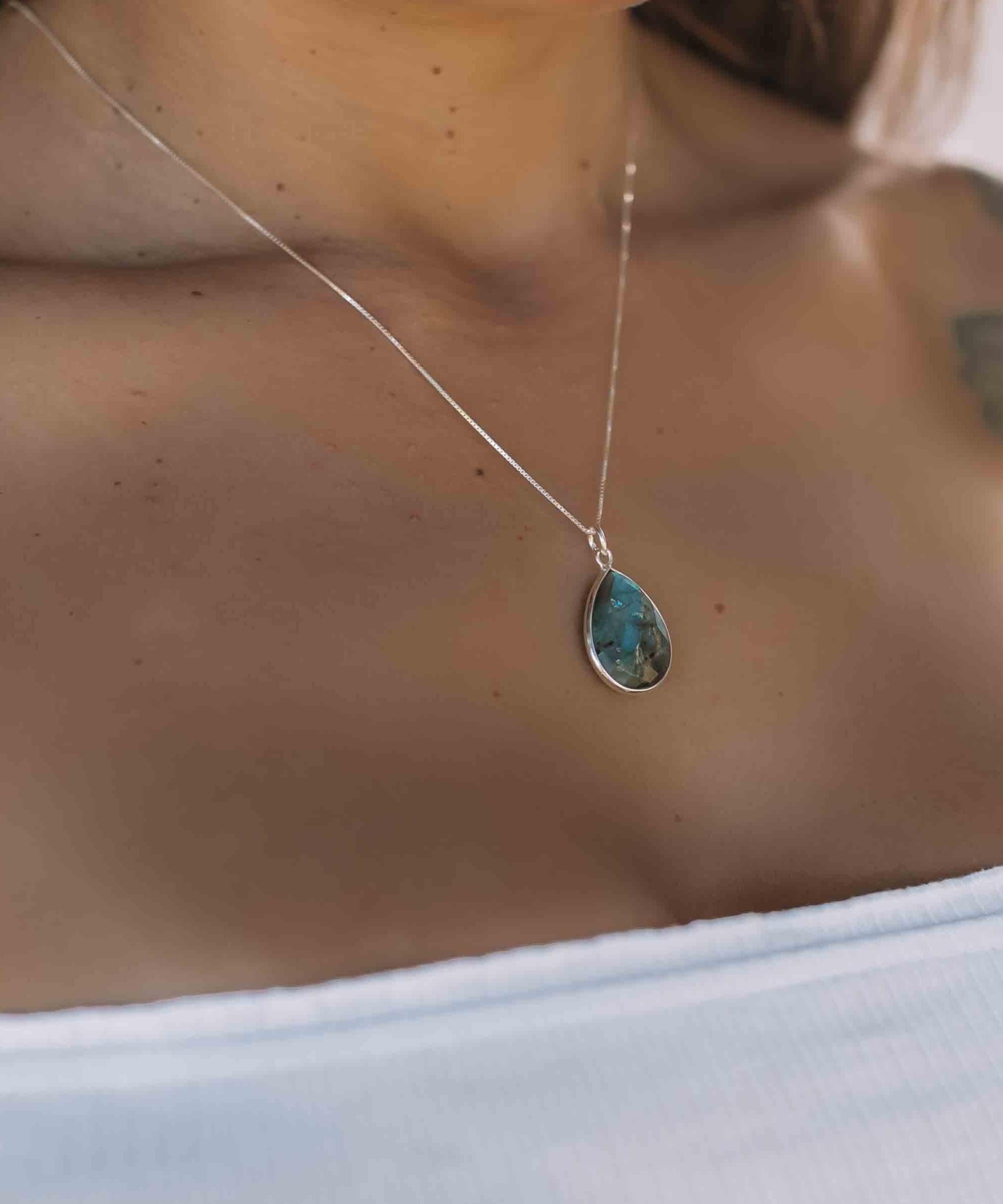 Suy Gemstone Necklace ~ Blue Chalcedony ~ Sterling Silver 925 ~MN012 - Maresia Jewelry