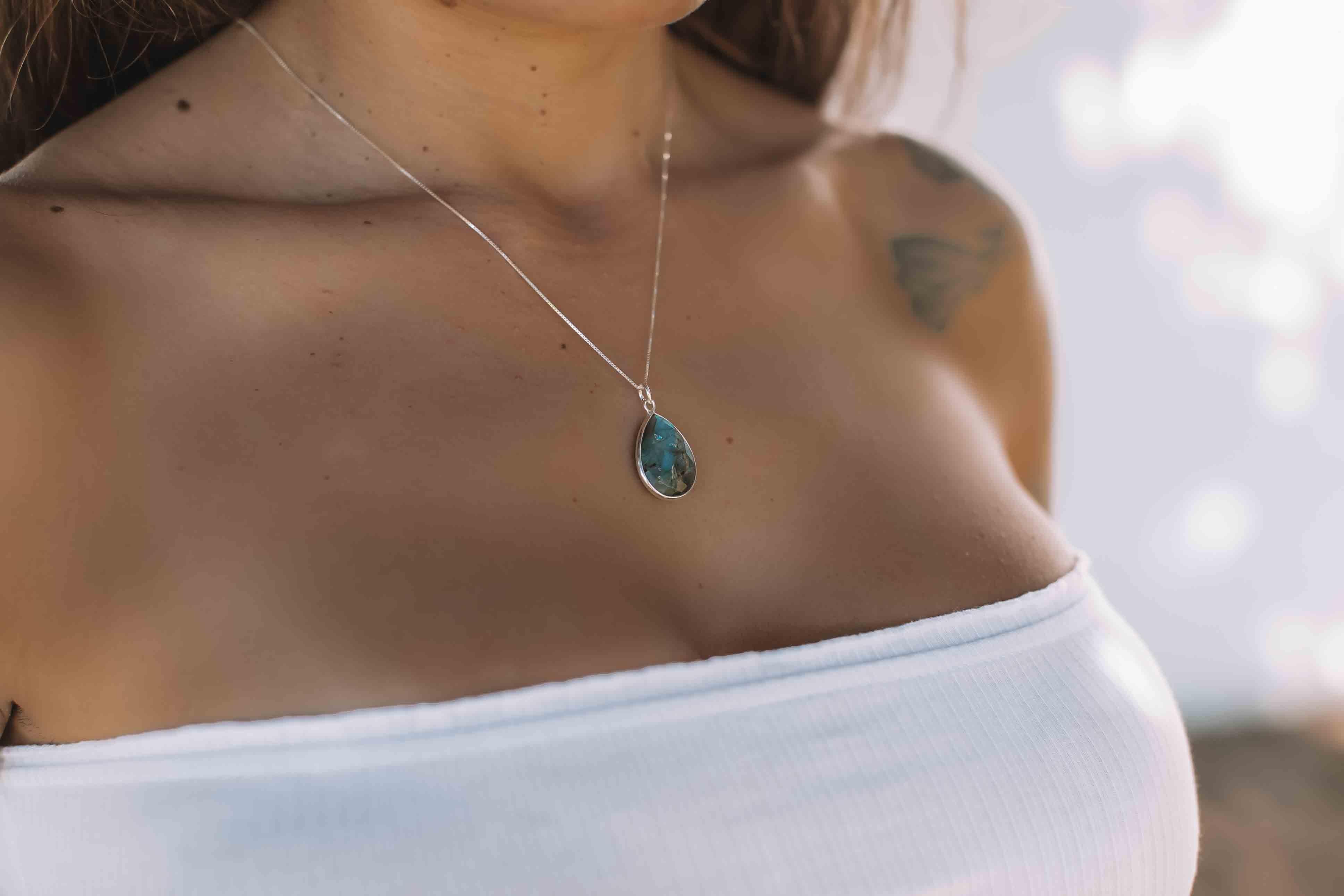 Suy Gemstone Necklace ~ Turquoise ~ Sterling Silver 925 ~MN012 - Maresia Jewelry