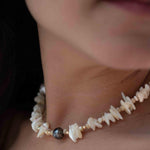 Tahitian Pearl & Mother-of-Pearl Choker ~ Sterling Silver 925 or Gold Filled~ Choker ~ Jewelry ~ Minimalist~ Handmade~Delicate~Layered MN0