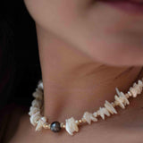 Tahitian Pearl & Mother-of-Pearl Choker ~ Sterling Silver 925 or Gold Filled~ Choker ~ Jewelry ~ Minimalist~ Handmade~Delicate~Layered MN0