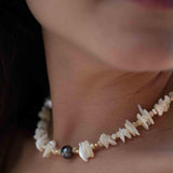 Tahitian Pearl & Mother-of-Pearl Choker ~ Sterling Silver 925 or Gold Filled~ Choker ~ Jewelry ~ Minimalist~ Handmade~Delicate~Layered MN0
