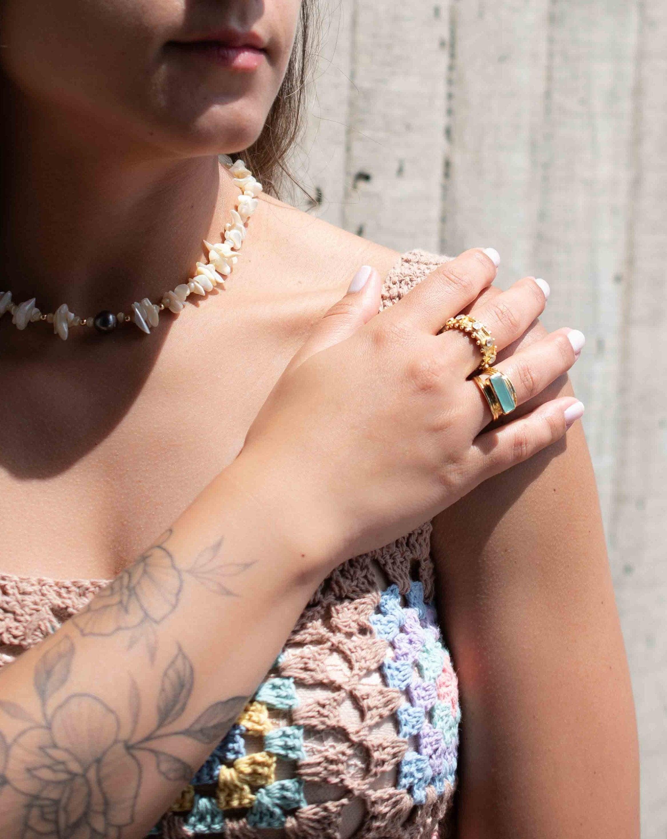 Tahitian Pearl & Mother-of-Pearl Choker ~ Sterling Silver 925 or Gold Filled~ Choker ~ Jewelry ~ Minimalist~ Handmade~Delicate~Layered MN0