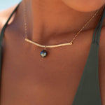 Tahitian Pearl Bar necklace ~ Gold Filled or Sterling Silver ~ Dainty Gold Necklace ~ Hammered Bar ~Minimalist ~Delicate ~Layered MN064