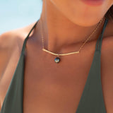 Tahitian Pearl Bar necklace ~ Gold Filled or Sterling Silver ~ Dainty Gold Necklace ~ Hammered Bar ~Minimalist ~Delicate ~Layered MN064