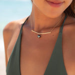 Tahitian Pearl Bar necklace ~ Gold Filled or Sterling Silver ~ Dainty Gold Necklace ~ Hammered Bar ~Minimalist ~Delicate ~Layered MN064