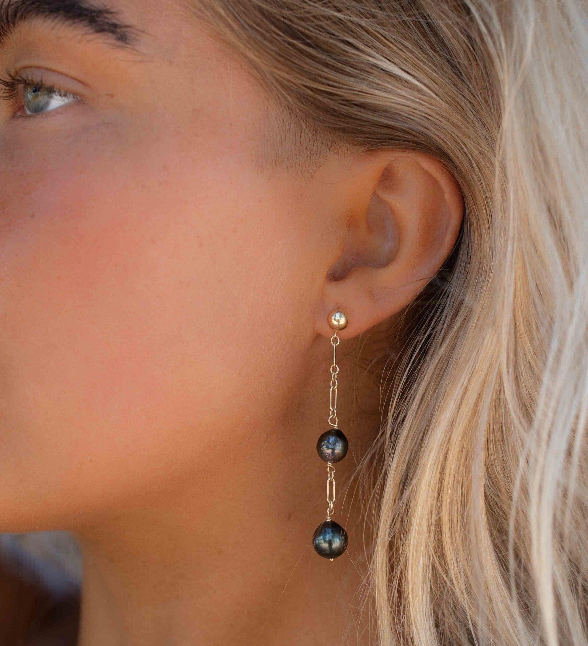 Tahitian Pearl Earrings ~ 14k Gold Filled ~ Hoop ~ Jewelry ~ Natural ~ Organic ~ Everyday ~ ME221