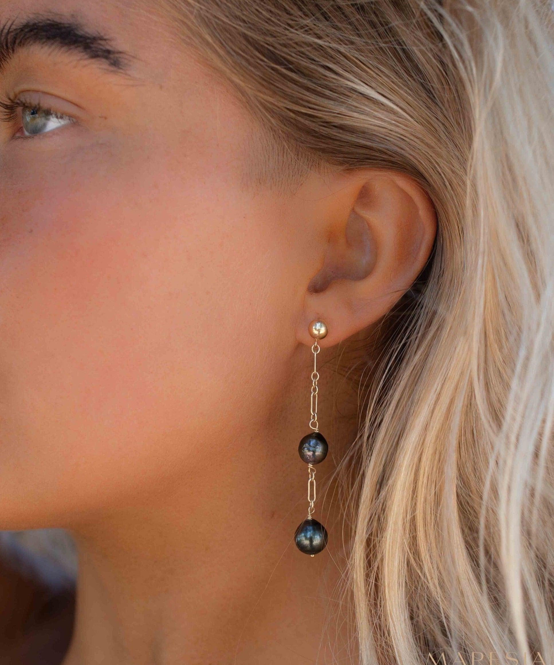 Tahitian Pearl Earrings ~ 14k Gold Filled ~ Hoop ~ Jewelry ~ Natural ~ Organic ~ Everyday ~ ME221