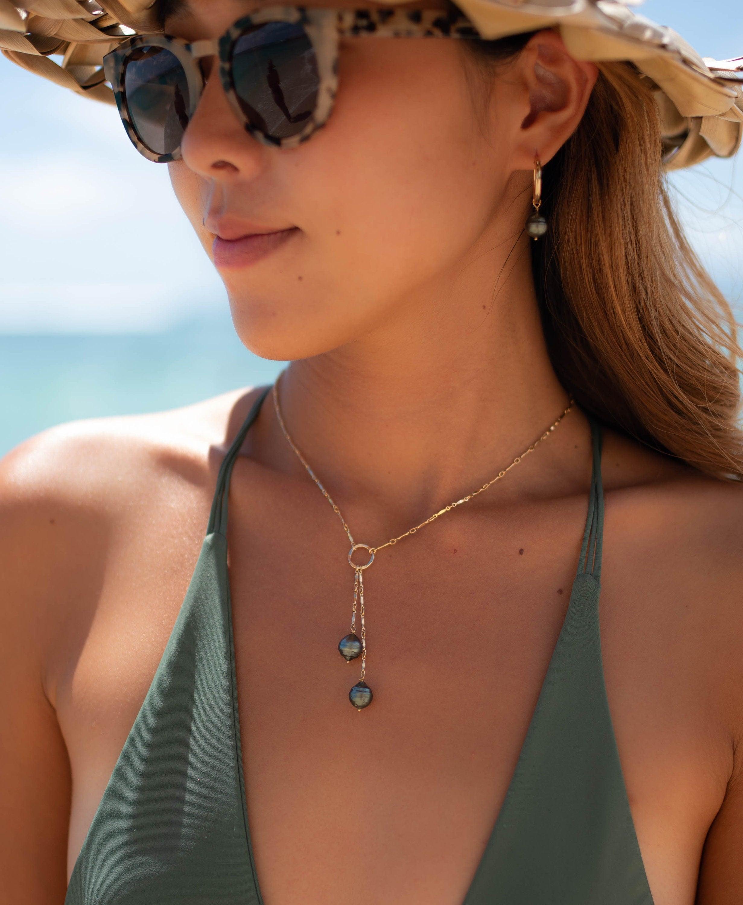 Tahitian Pearl Earrings ~ 14k Gold Filled or Sterling Silver 925 ~ Hoop ~ Jewelry  ~ Natural ~ Organic ~ Everyday  Boho ~ Hippie ~ ME159