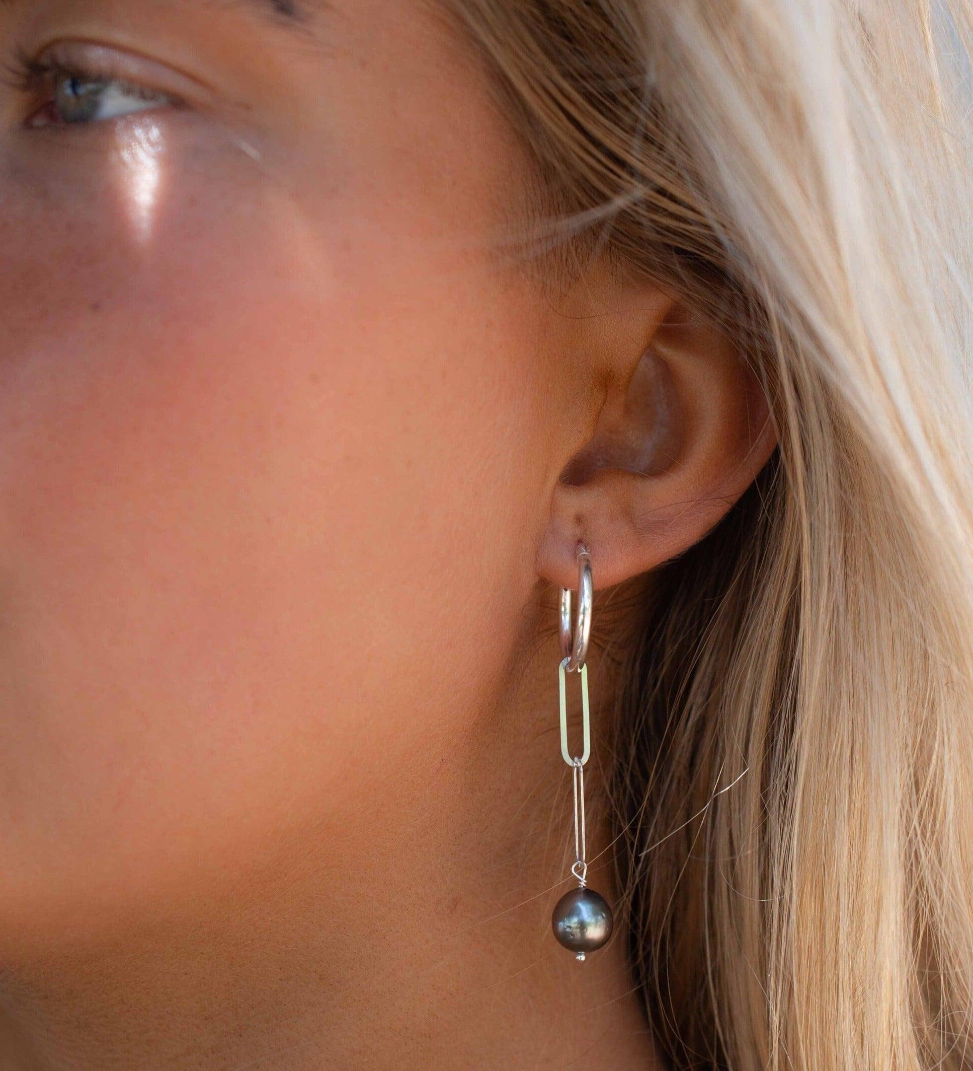 Tahitian Pearl Earrings ~ 14k Gold Filled, Rose Gold Filled or Sterling Silver 925 ~ Hoop ~ Jewelry ~ Natural ~ Organic ~ Everyday ~ ME220