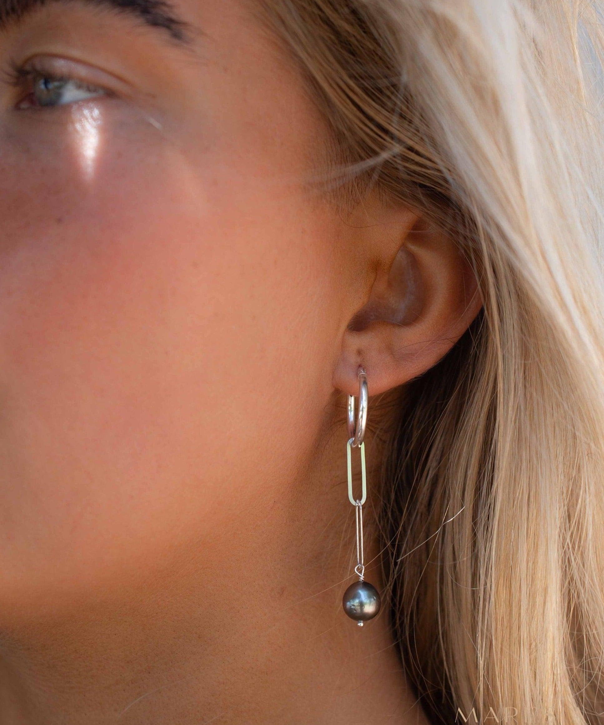 Tahitian Pearl Earrings ~ 14k Gold Filled, Rose Gold Filled or Sterling Silver 925 ~ Hoop ~ Jewelry ~ Natural ~ Organic ~ Everyday ~ ME220