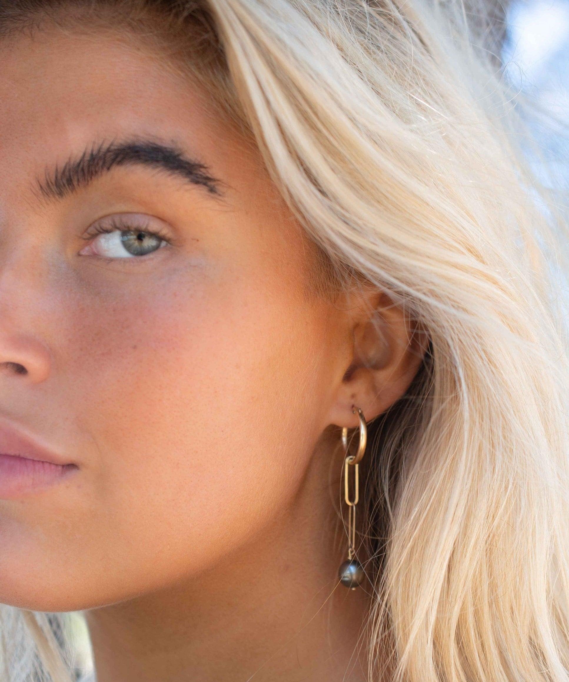 Tahitian Pearl Earrings ~ 14k Gold Filled, Rose Gold Filled or Sterling Silver 925 ~ Hoop ~ Jewelry ~ Natural ~ Organic ~ Everyday ~ ME220