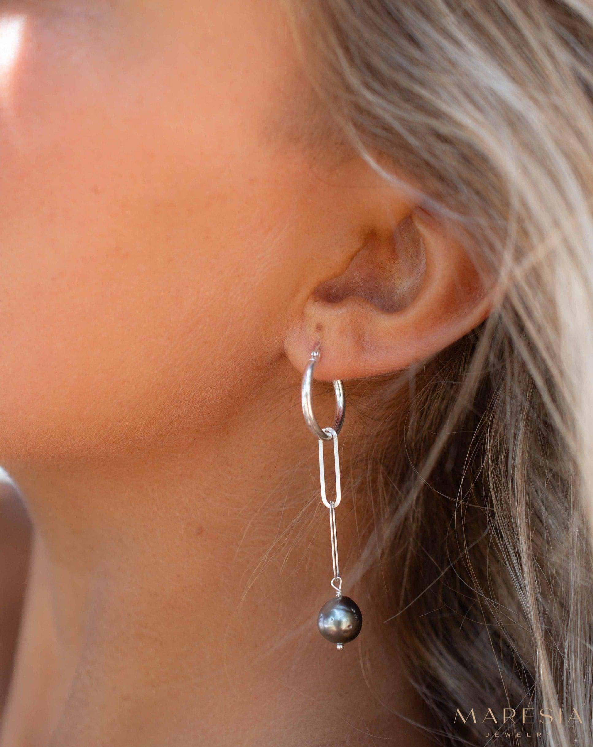 Tahitian Pearl Earrings ~ 14k Gold Filled, Rose Gold Filled or Sterling Silver 925 ~ Hoop ~ Jewelry ~ Natural ~ Organic ~ Everyday ~ ME220