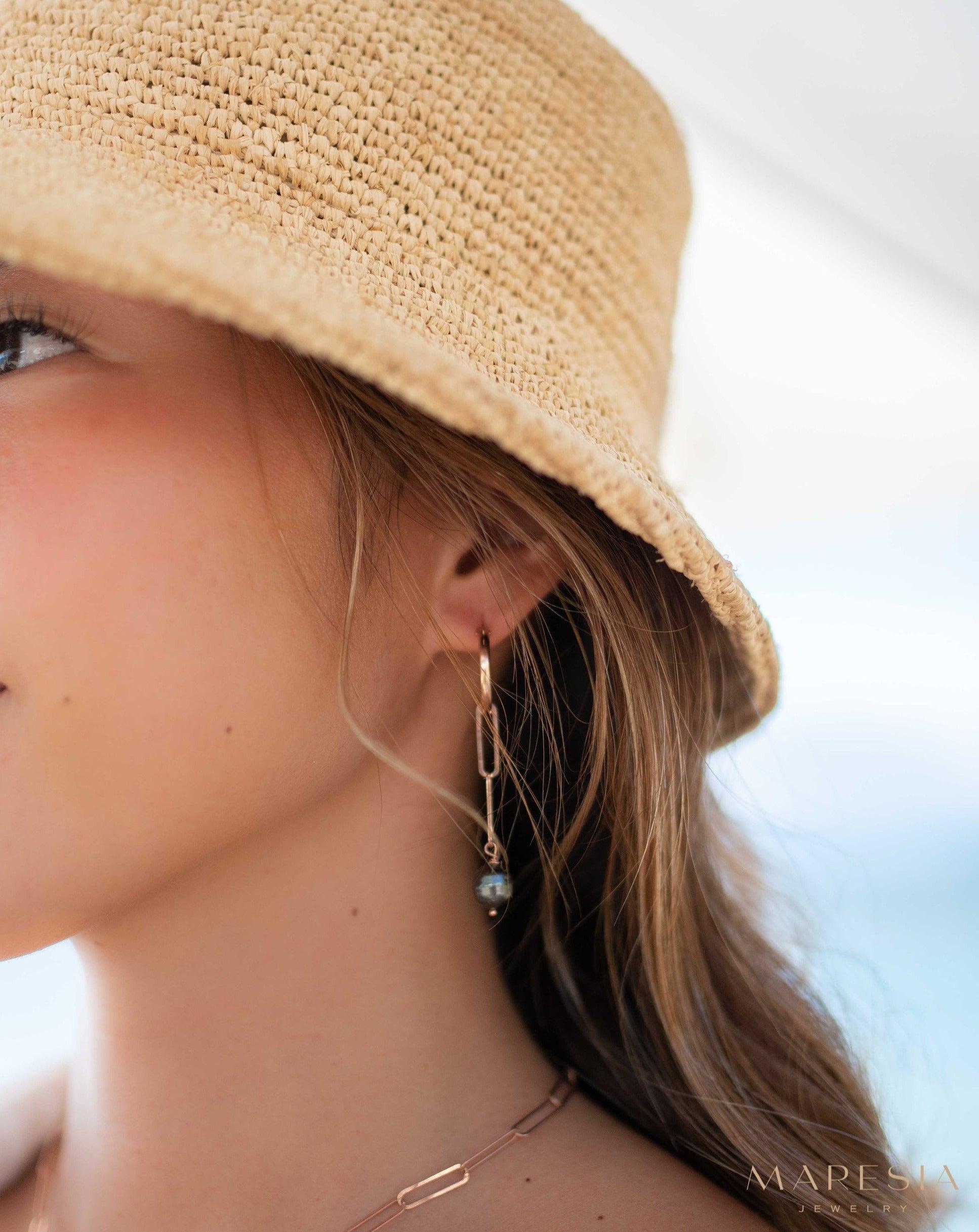 Tahitian Pearl Earrings ~ 14k Gold Filled, Rose Gold Filled or Sterling Silver 925 ~ Hoop ~ Jewelry ~ Natural ~ Organic ~ Everyday ~ ME220