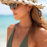Tahitian Pearls Y necklace ~ Gold Filled or Sterling Silver ~ Dainty Gold Necklace ~ Hammered Circle ~Minimalist ~Delicate ~Layered MN062