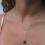 Tahitian Pearls Y necklace ~ Gold Filled or Sterling Silver ~ Dainty Gold Necklace ~ Hammered Circle ~Minimalist ~Delicate ~Layered MN062