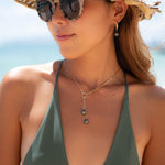 Tahitian Pearls Y necklace ~ Gold Filled or Sterling Silver ~ Dainty Gold Necklace ~ Hammered Circle ~Minimalist ~Delicate ~Layered MN062