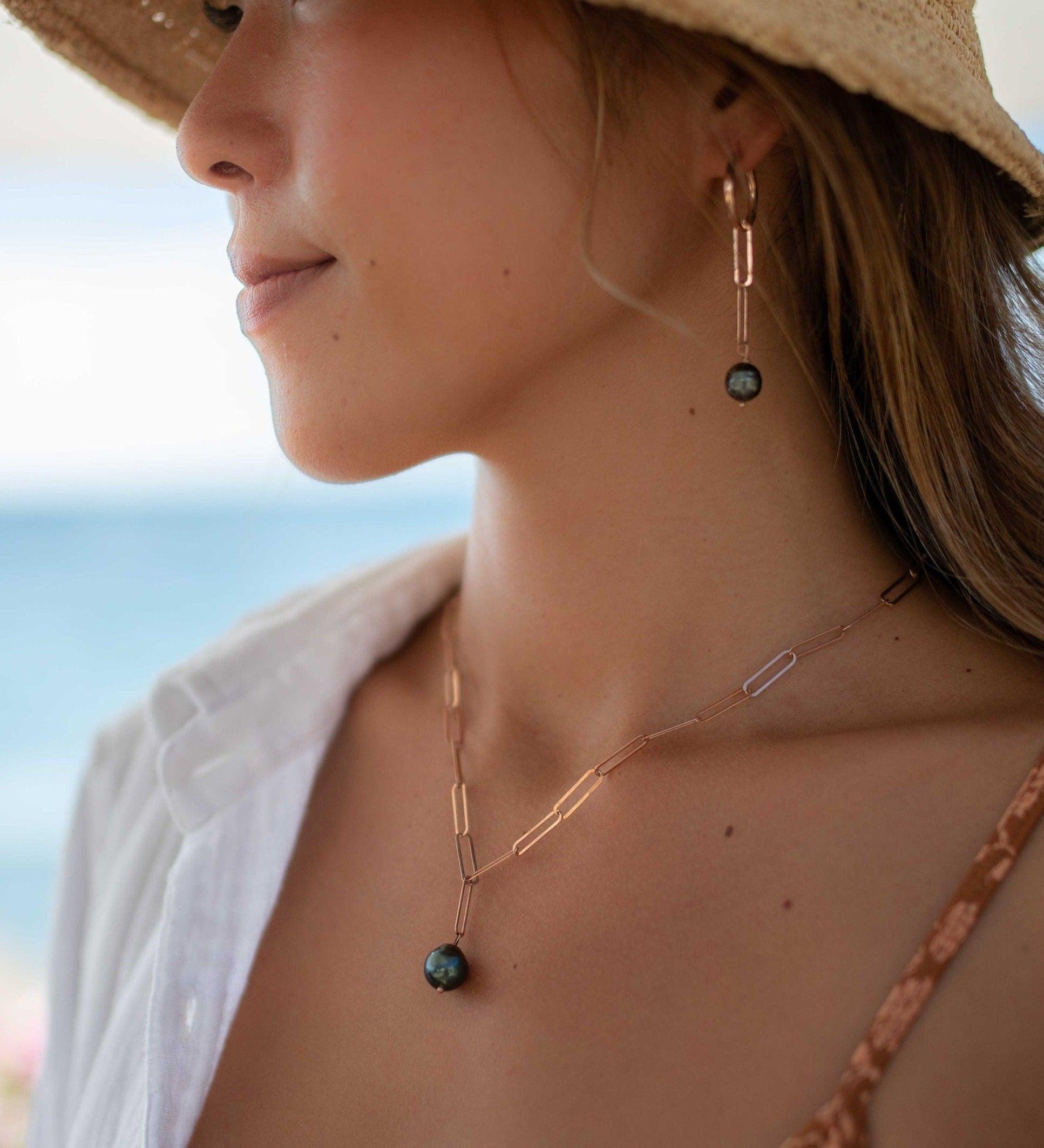 Tahitian Pearls necklace ~ Gold Vermeil, Rose gold Vermeil or Sterling Silver ~ Dainty Gold Necklace ~Minimalist ~Delicate ~Layered MN155