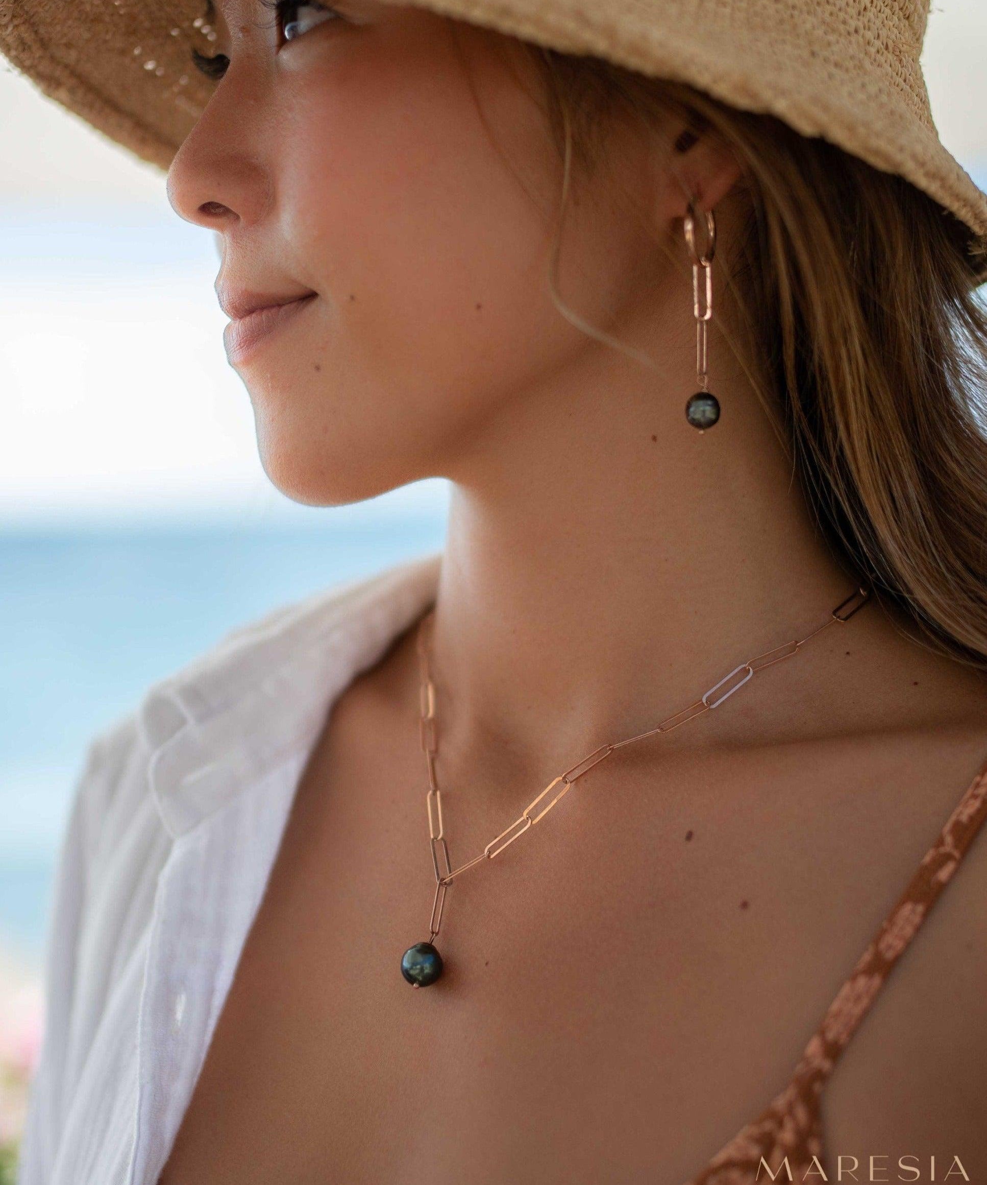 Tahitian Pearls necklace ~ Gold Vermeil, Rose gold Vermeil or Sterling Silver ~ Dainty Gold Necklace ~Minimalist ~Delicate ~Layered MN155