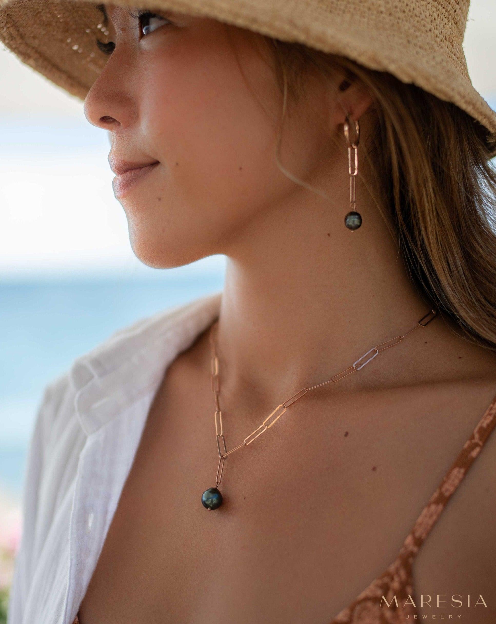 Tahitian Pearls necklace ~ Gold Vermeil, Rose gold Vermeil or Sterling Silver ~ Dainty Gold Necklace ~Minimalist ~Delicate ~Layered MN155