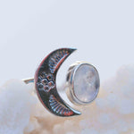 Moonstone Ring ~ Sterling Silver 925 ~Handmade ~Adjustable~ Crescent ~Half Moon ~Boho ~Hippie~ June Birthstone~ Bohemian~Gift For Her~ MR290