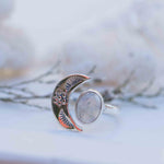 Moonstone Ring ~ Sterling Silver 925 ~Handmade ~Adjustable~ Crescent ~Half Moon ~Boho ~Hippie~ June Birthstone~ Bohemian~Gift For Her~ MR290