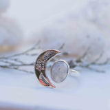 Moonstone Ring ~ Sterling Silver 925 ~Handmade ~Adjustable~ Crescent ~Half Moon ~Boho ~Hippie~ June Birthstone~ Bohemian~Gift For Her~ MR290