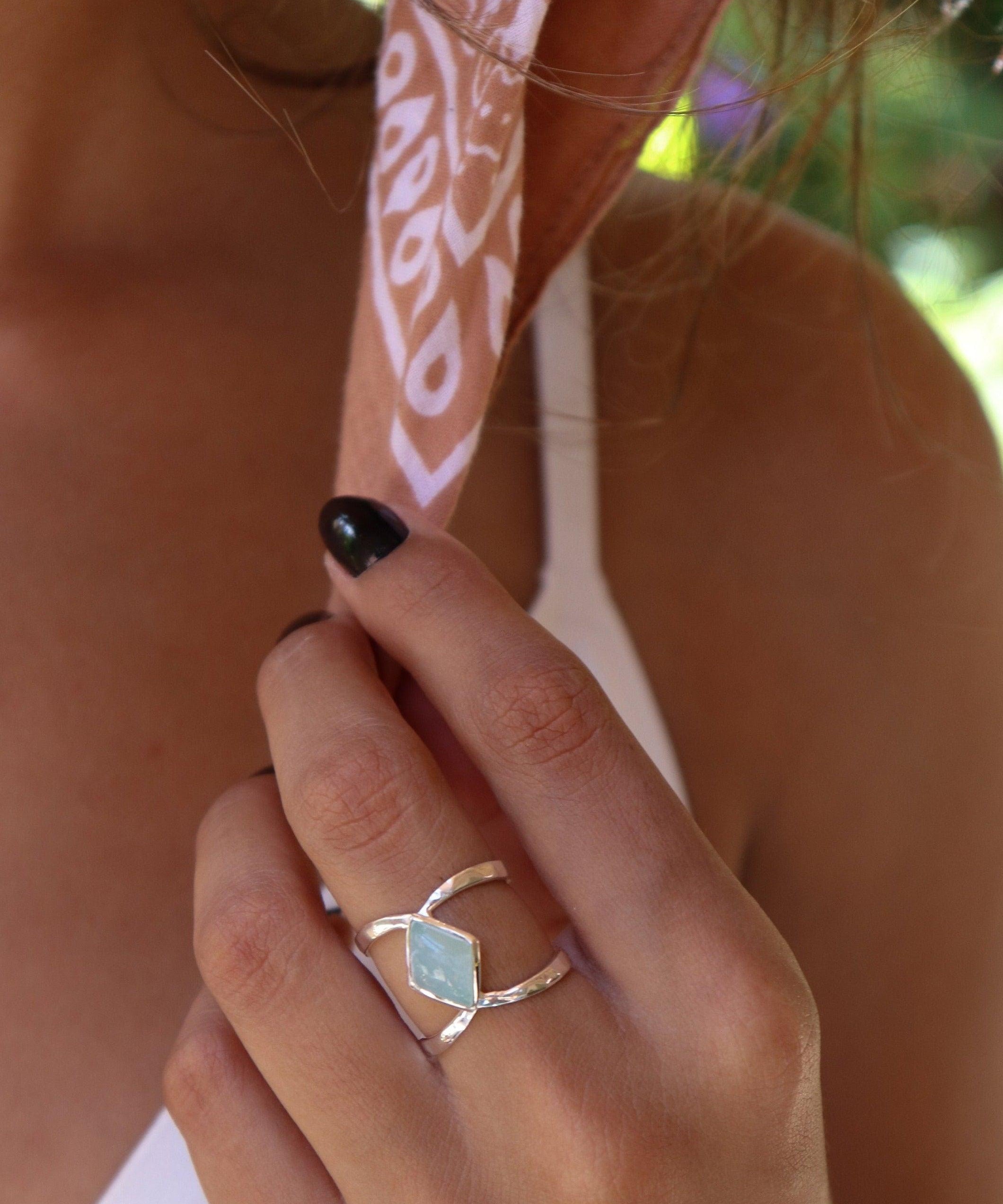 Teal Chalcedony~Sterling Silver 925~MR114A - Maresia Jewelry