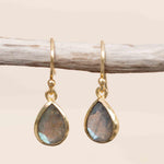 Labradorite Tear Drop Earrings ~ Jewelry ~ 18k Gold Plated ~ Natural ~ Minimalist Everyday ~ Gift for Her ~ Boho ~ Hippie ~ ME187