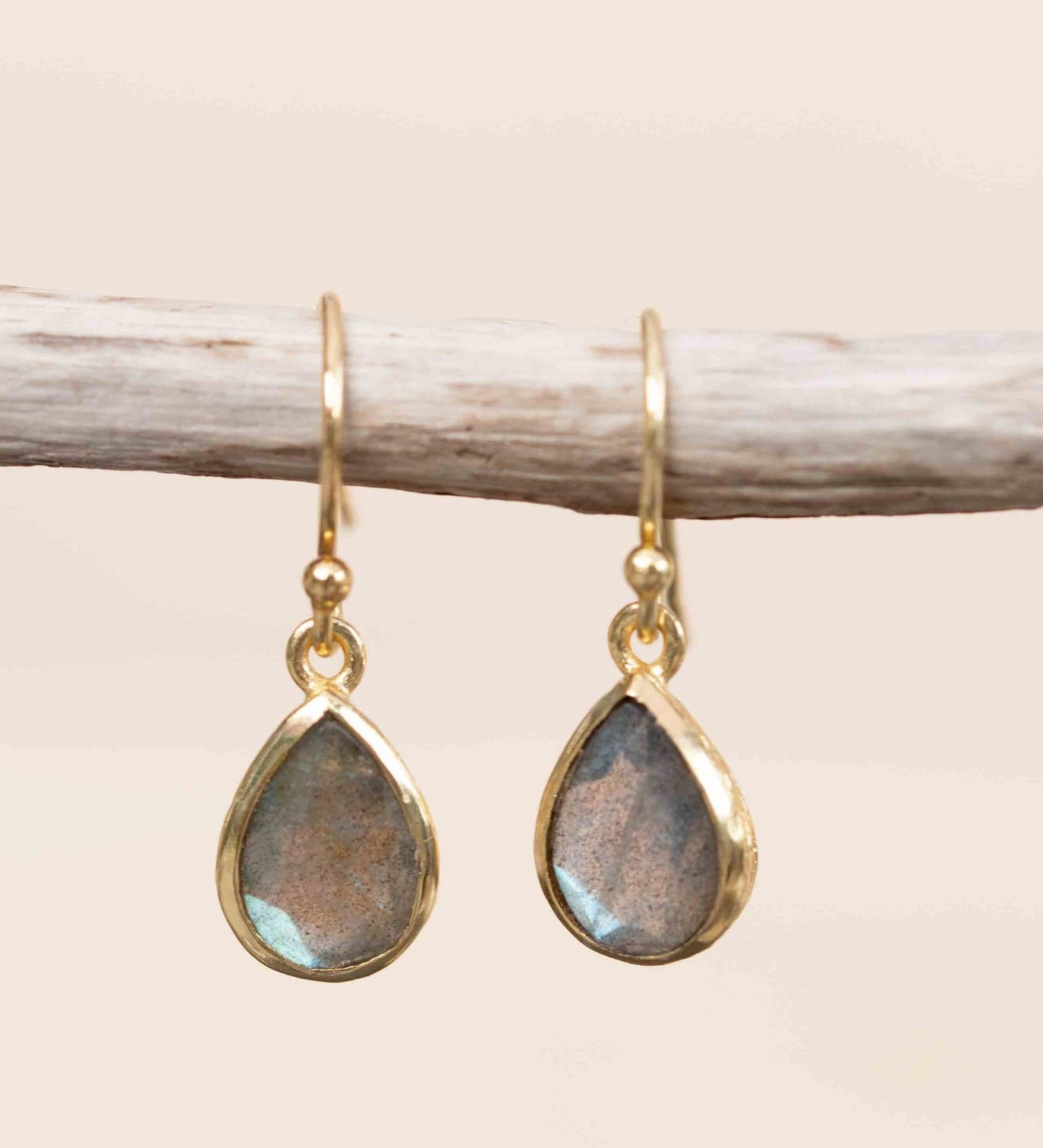 Labradorite Tear Drop Earrings ~ Jewelry ~ 18k Gold Plated ~ Natural ~ Minimalist Everyday ~ Gift for Her ~ Boho ~ Hippie ~ ME187