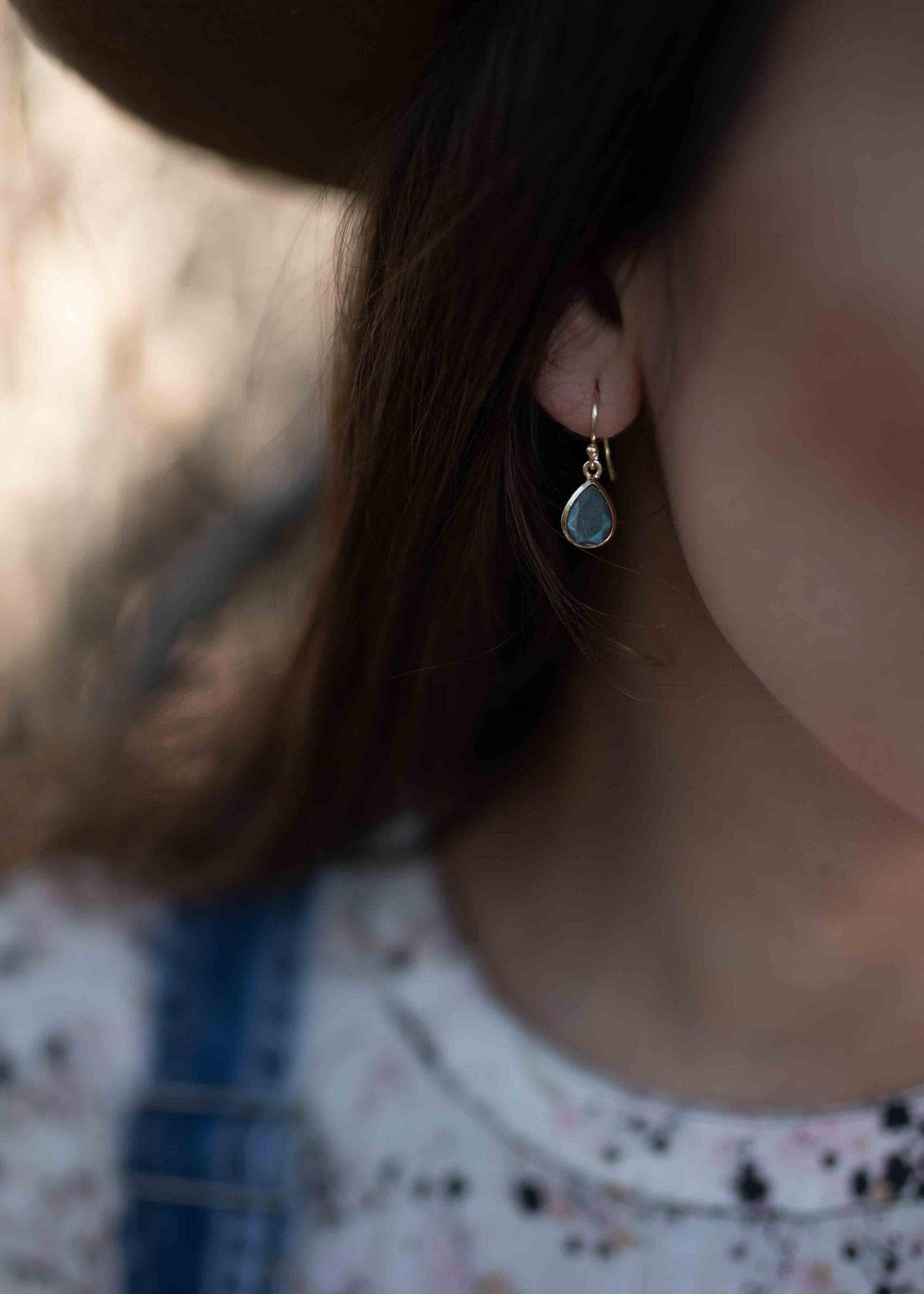 Labradorite Tear Drop Earrings ~ Jewelry ~ 18k Gold Plated ~ Natural ~ Minimalist Everyday ~ Gift for Her ~ Boho ~ Hippie ~ ME187