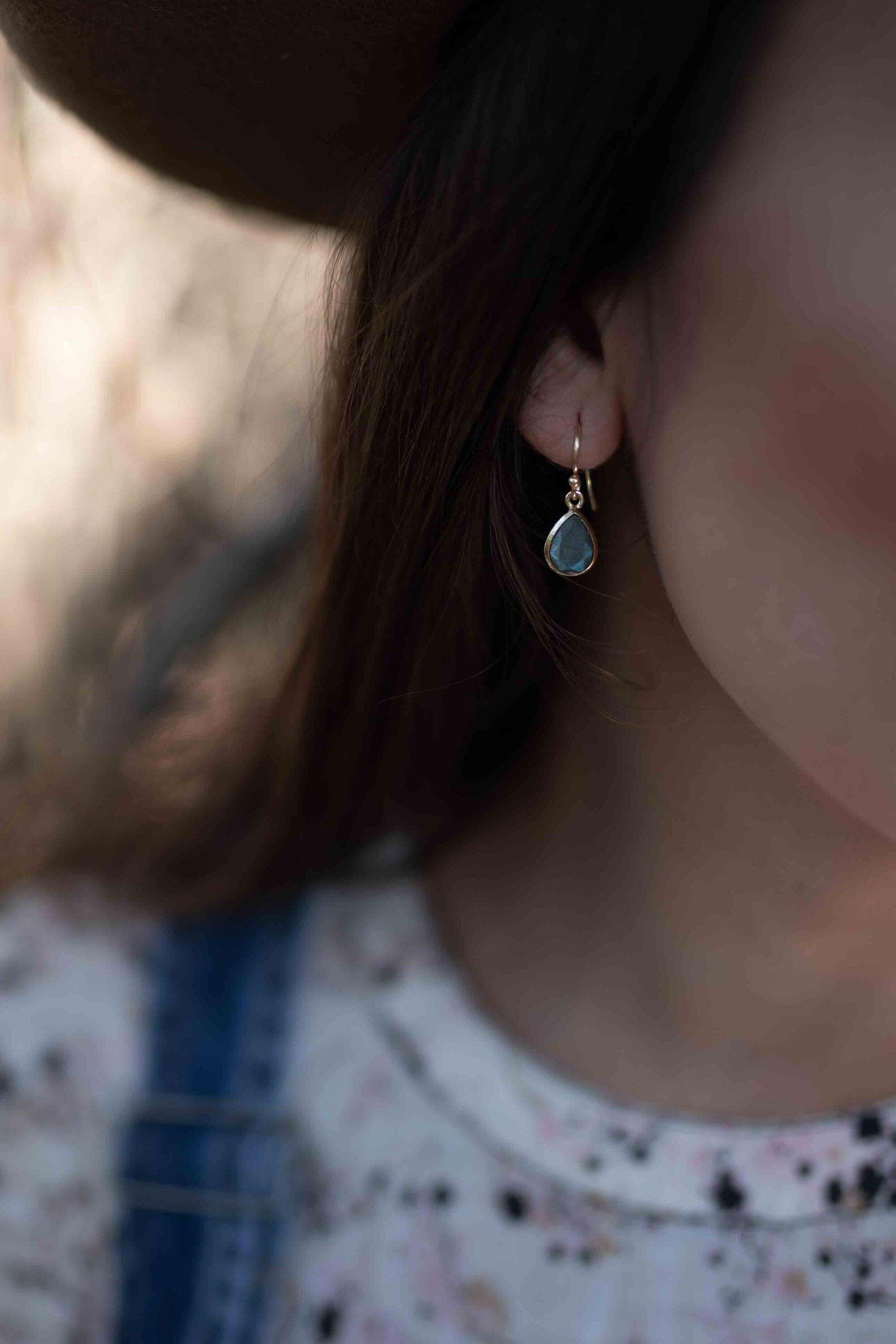 Labradorite Tear Drop Earrings ~ Jewelry ~ 18k Gold Plated ~ Natural ~ Minimalist Everyday ~ Gift for Her ~ Boho ~ Hippie ~ ME187