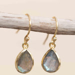 Labradorite Tear Drop Earrings ~ Jewelry ~ 18k Gold Plated ~ Natural ~ Minimalist Everyday ~ Gift for Her ~ Boho ~ Hippie ~ ME187