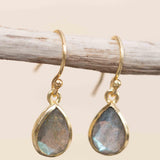 Labradorite Tear Drop Earrings ~ Jewelry ~ 18k Gold Plated ~ Natural ~ Minimalist Everyday ~ Gift for Her ~ Boho ~ Hippie ~ ME187